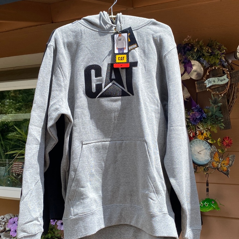 caterpillar Grey Medium long sleeve hoodie sweatshirt with pockets OBO